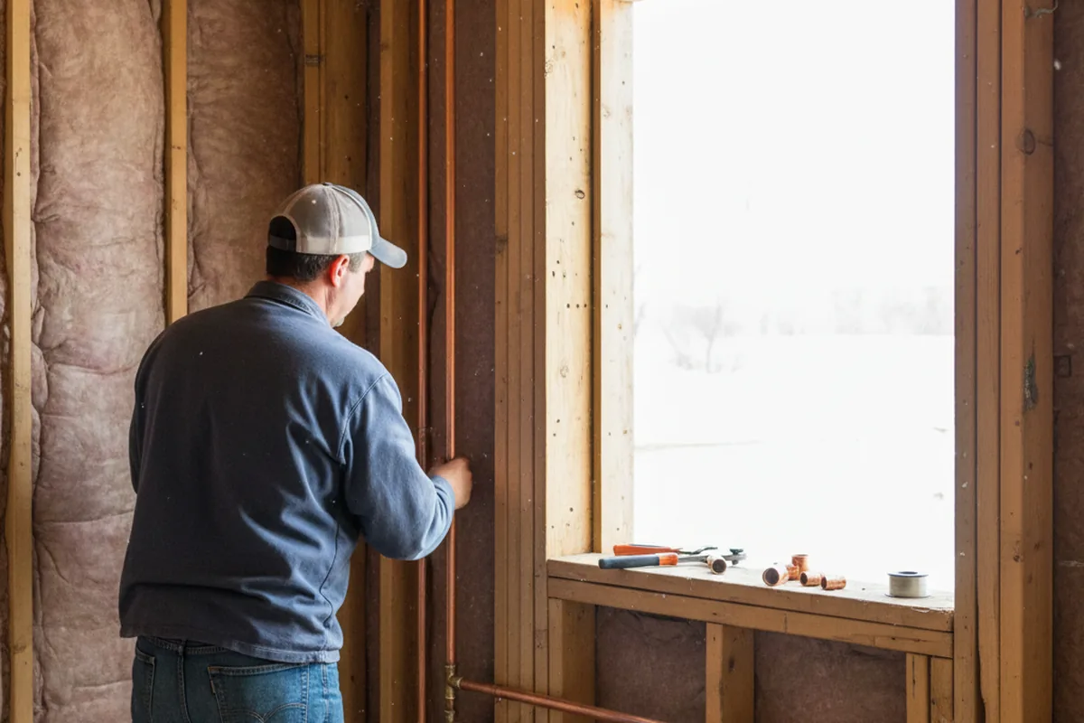 Licensed plumber running new copper supply lines in a Janesville home