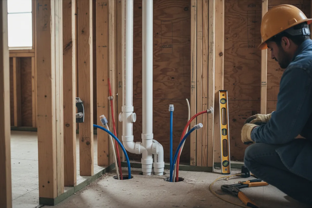 Drain and supply rough-in during Drain Cleaning in Janesville
