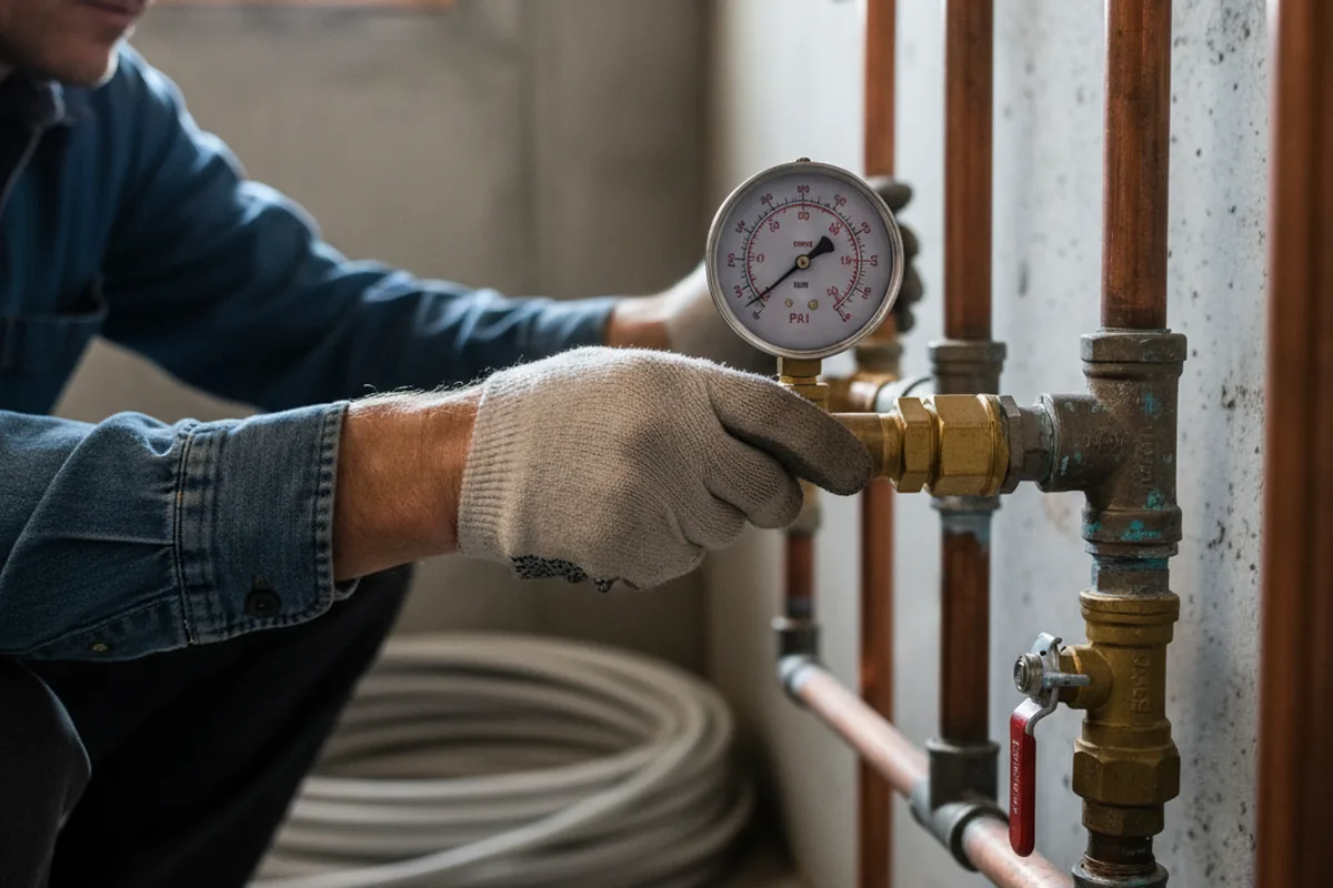 Pressure testing a repaired line during Water Line Repair in Janesville